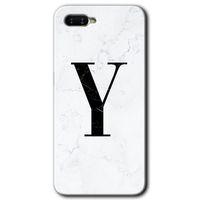 Oppo Rx 17 Neo Kılıf HD Desen Baskılı Arka Kapak - Beyaz Mermer Desenli Y Harfi