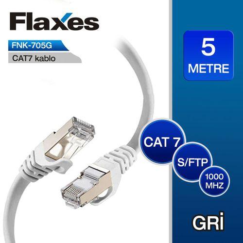FLAXES FNK-705G CAT7 PATCH KABLO 5 METRE GRİ