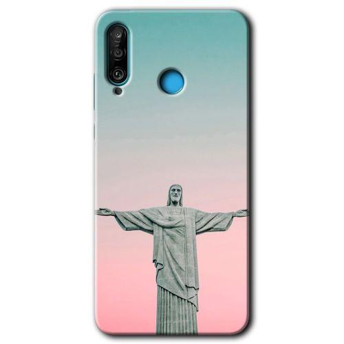 MRCİLETİSİM Huawei P30 Lite Kılıf Baskılı Kapak - Rio + 5D Tam Kaplayan Cam