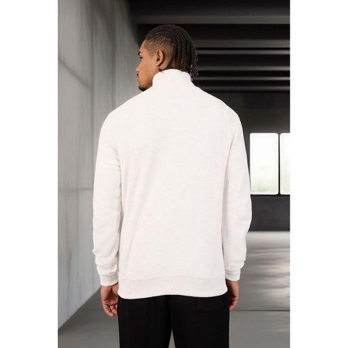 Lars Selanik Örme Kumaş Yarım Fermuar Erkek Sweatshirt - Ekru