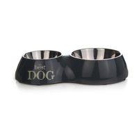Beeztees Köpek İkili Mama ve Su Kabı, Paslanmaz Çelik, 37x22cm, 350ml ve 700ml