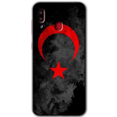 Potkal Hediye Fabrikası Samsung Galaxy A20 HD Baskılı Kılıf + 9D Tam Ekran Koruyucu - Black Ayyıldız