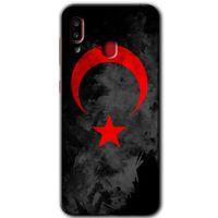 Potkal Hediye Fabrikası Samsung Galaxy A20 HD Baskılı Kılıf + 9D Tam Ekran Koruyucu - Black Ayyıldız