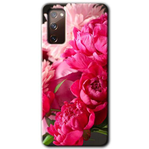 Potkal Hediye Fabrikası Samsung Galaxy S20 FE Kılıf HD Desen Baskılı Arka Kapak - Kırmızı Beyaz Gül
