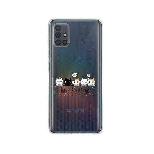 Samsung A71 Şirin Kedicikler Tasarımlı Premium Şeffaf Silikon Kılıf