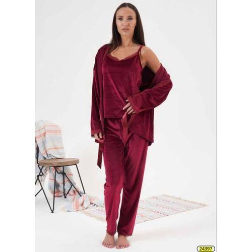 Estiva 24397 Bayan Kadife 3'lü Pijama Takım