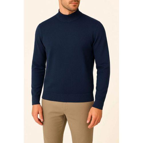 Erkek Yarım Boğaz Triko Kazak Yumuşak Dokulu Pamuklu Ince Dokuma, Uzun Kollu Rahat Regular Kalıp - Lacivert