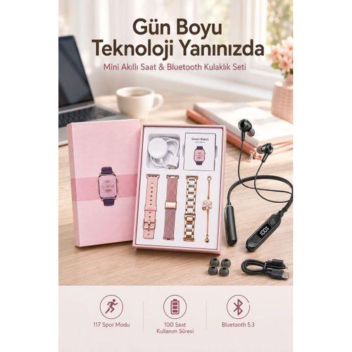 Kablolu Bluetooth Kulaklık Ve Kadınlara Özel Bileklik Hediyeli Yeni Nesil Akıllı Saat 3 Kordonlu