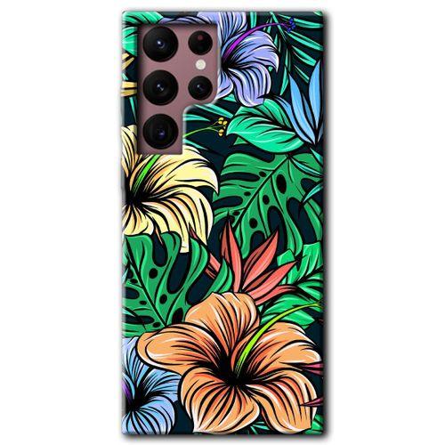 Galaxy S22 Ultra Kılıf HD Desen Baskılı Arka Kapak - Hibiscus Flowers + Kırılmaz Cam