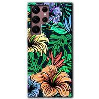 Galaxy S22 Ultra Kılıf HD Desen Baskılı Arka Kapak - Hibiscus Flowers + Kırılmaz Cam