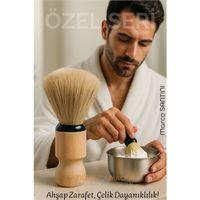 Klasik Tıraş Seti – Ahşap Saplı Fırça & 304 Paslanmaz Çelik Tıraş Tası