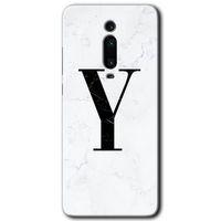 Potkal Hediye Fabrikası Xiaomi Mi 9T Kılıf HD Desen Baskılı Arka Kapak - Beyaz Mermer Desenli Y Harfi