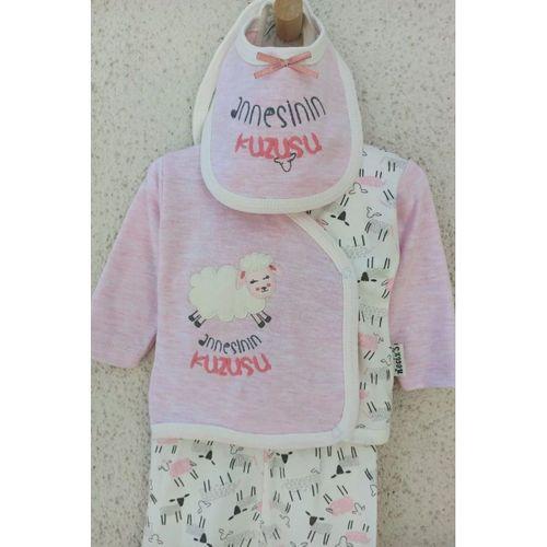 Annesinin Kuzusu Şapkalı Eldivenli 5'li Kız Zıbın Seti 0-3 Ay