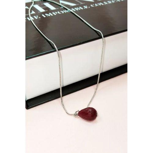 Yakut Doğal Taşı Zincirli El Yapımı Kolye Uç: 1,5 cm Zincir: 20 cm Kutulu