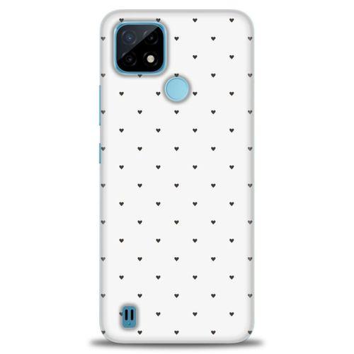 Realme C21 Kılıf HD Baskılı Kılıf - Minik Siyah Kalp + Tam Ekran Koruyucu
