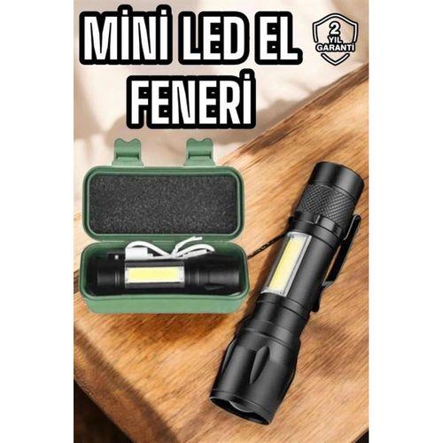 Şarjlı Metal Zoomlu El Feneri Işıldak Led Işık Taşınabilir El Lambası