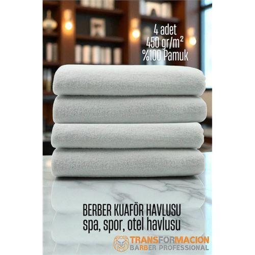 Modacar Kuaför Berber Havlusu 4 ADET Pamuk Berber Havlusu 50x90 Beyaz