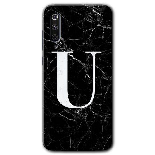Potkal Hediye Fabrikası Xiaomi Mi 9 SE Kılıf HD Desen Baskılı Arka Kapak - Siyah Mermer Desenli U Harfi