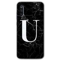 Potkal Hediye Fabrikası Xiaomi Mi 9 SE Kılıf HD Desen Baskılı Arka Kapak - Siyah Mermer Desenli U Harfi