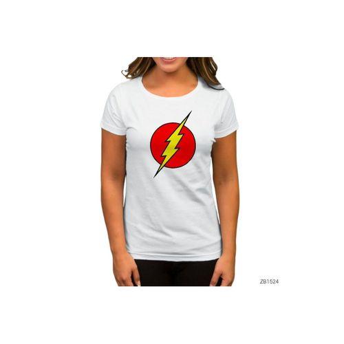 Flash Logo Beyaz Kadın Tişört