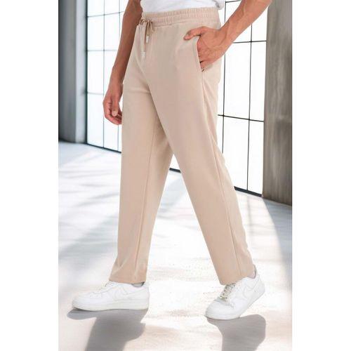 Scuba Modal Kumaş Relaxed Fit Erkek Eşofman Altı Pantolon - Bej