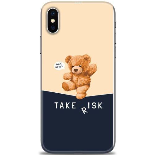 iPhone XS Kılıf HD Baskılı Kılıf - Take Risk + Tam Ekran Koruyucu