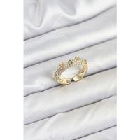 Pirinç Gold Renk Zirkon Taşlı Vintage Kadın Yüzük