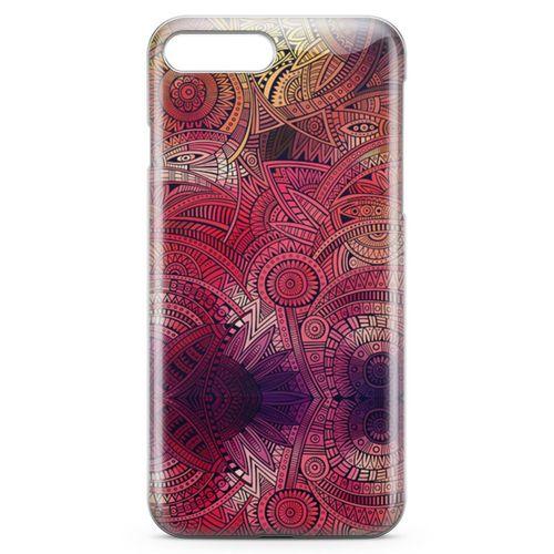 Apple iPhone 7 Plus Kılıf Kırmızı Pembe Motifler Arka Kapak Koruma Desenli Full Koruyucu