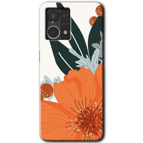 Oppo Reno 7 4G Kılıf HD Desen Baskılı Arka Kapak - Portakal Çiçeği + Kırılmaz Cam
