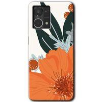 Oppo Reno 7 4G Kılıf HD Desen Baskılı Arka Kapak - Portakal Çiçeği + Kırılmaz Cam
