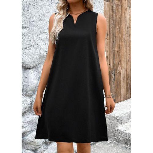 Kadın Askılı V Yakalı Geniş Kesim Detaylı Kısa Janjan Krep Elbise