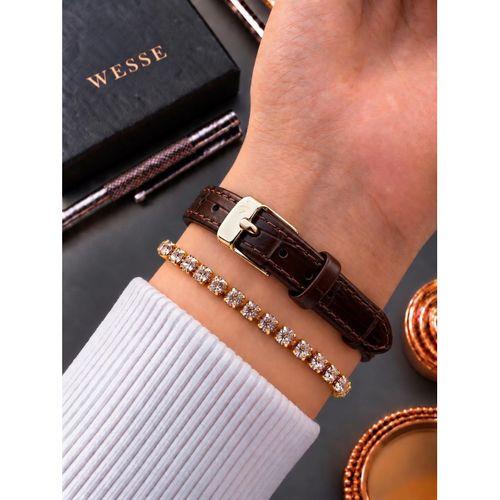 Wesse Vintage Seri Deri Kordon Çelik Kasa 2 Yıl Garantili Kadın Kol Saati + Bileklik BWL.1180K