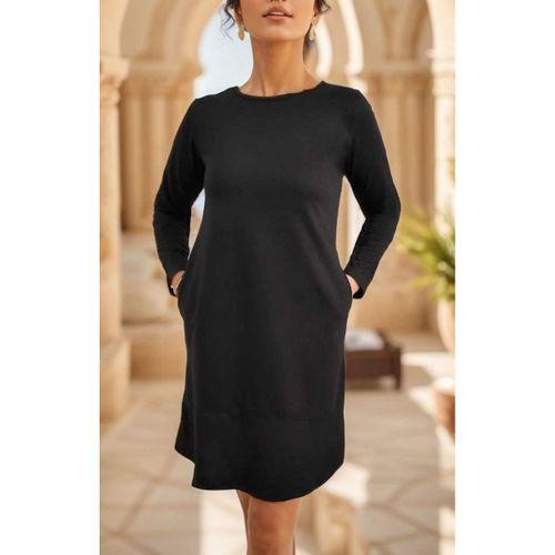 Kadın Uzun Kollu Bisiklet Yaka Cep Detay Etek Ucu Volanlı Iki Iplik Elbise