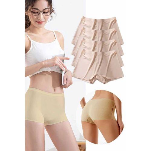 4 Adet Kadın Dikişsiz Görünmez İz Yapmaz Mini Şort Boxer Ten