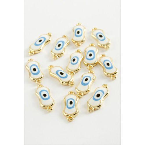 Oval Nazar Çift Kulplu Mineli Bileklik ve Kolye Ucu Aparatı 1 Adet