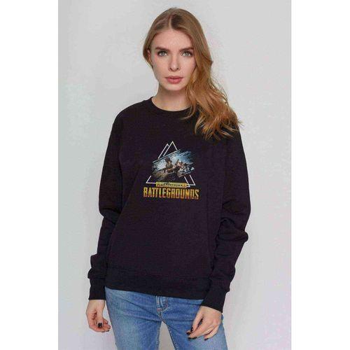 Pubg Üçgen Baskılı Siyah Kadın Sweashirt