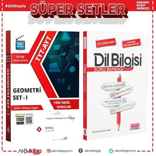 Sonuç Yayınları TYT AYT Geometri Set 1 ve AKM Dil Bilgisi Soru Bankası Seti 2 Kitap
