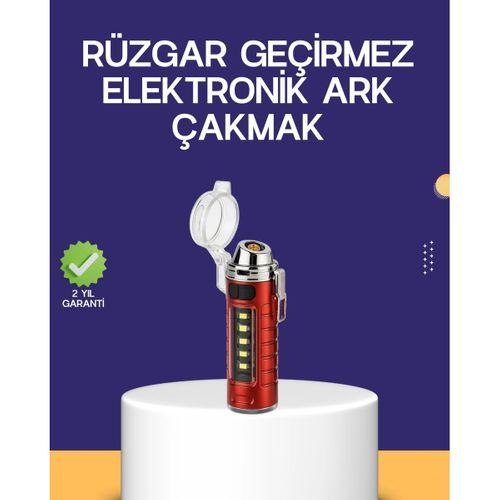 Usb Şarjlı Rüzgar Geçirmez Elektrikli Çakmak El Fenerli