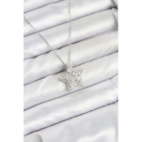 316L Çelik Zincir Gümüş Renk Yıldız Model Kadın Kolye
