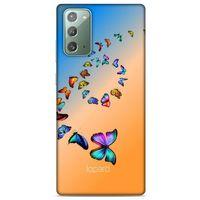 Samsung Galaxy Note 20 Kılıf Kelebek Etkisi (49) Ultra Silikon Kılıf Şeker Pembe Mavi