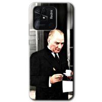 MRCİLETİSİM Xiaomi Redmi 10C Kılıf HD Desen Baskılı Arka Kapak + Temperli Cam - Atatürk Türk Kahvesi