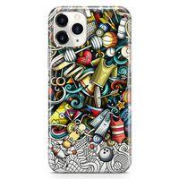 Apple iPhone 11 Pro Kılıf Fitness Doodle Arka Kapak Koruma Desenli Full Koruyucu