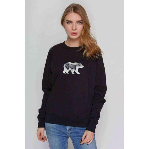 Silhouette California Bear Baskılı Siyah Kadın Sweashirt