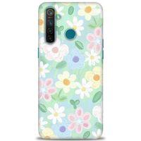 Realme 5 Pro Kılıf HD Baskılı Kılıf - Çiçekk + Tam Ekran Koruyucu