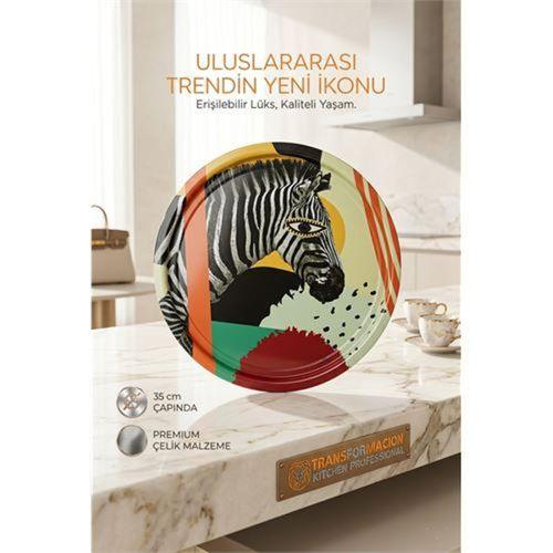 Rebel Sanatsal Tasarım Sunum Tepsisi - 35 cm Iconic Zebra Frida Keller Serisi 722987