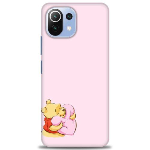Xiaomi Mi 11 Lite Kılıf HD Baskılı Kılıf - Winnie the Pooh Kalpli + Tam Ekran Koruyucu