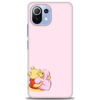 Xiaomi Mi 11 Lite Kılıf HD Baskılı Kılıf - Winnie the Pooh Kalpli + Tam Ekran Koruyucu