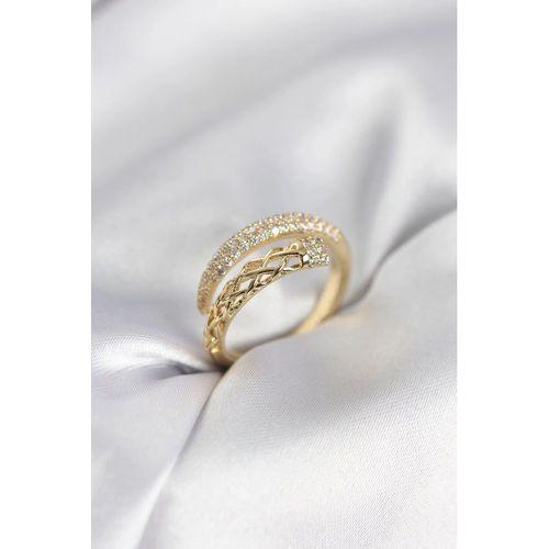 Gold Renk Zirkon Taşlı Sarmal Kadın Yüzük