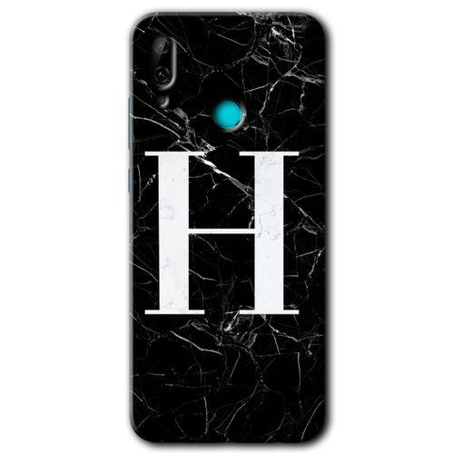 Huawei P smart 2019 Kılıf HD Desen Baskılı Arka Kapak - Siyah Mermer Desenli H Harfi