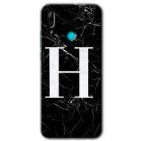Huawei P smart 2019 Kılıf HD Desen Baskılı Arka Kapak - Siyah Mermer Desenli H Harfi